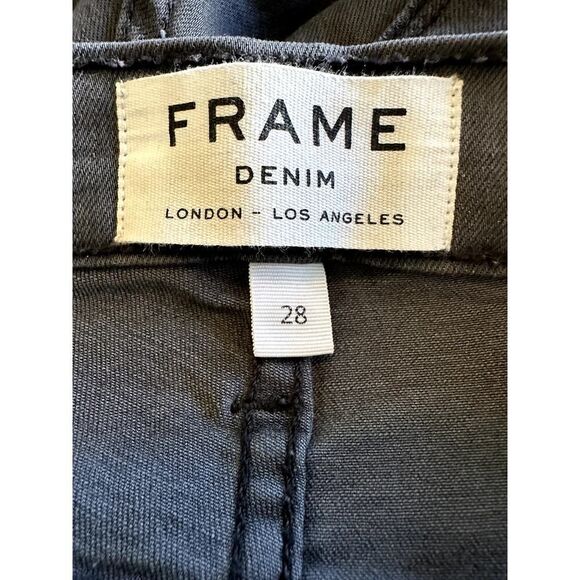 FRAME DENIM Women's Le High Skinny Frayed Hem Cropped Jeans Black Size 28 - Picture 2 of 12